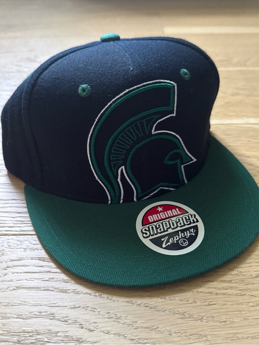 Vintage Michigan State Spartans Zephyr Snapback Hat Black Green NCAA Cap